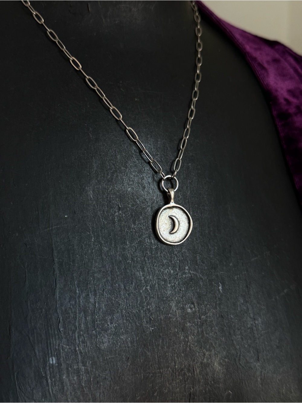 Crescent Moon Pendant Necklace - whimsigoth jewelry boho witchy style necklace